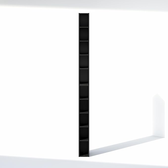 Furinno Fulda 10-Tier Closet Organizers and Storage, Open Shelf, Storage Organizer, 6-Inch Width, for Closet, Bedroom, Blackwood