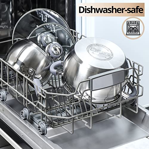 Modern 4 Quart Stainless Steel Stock Pot with Glass Lid