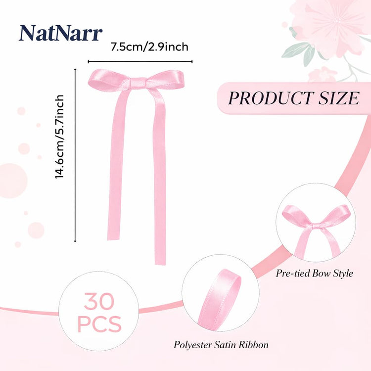 30 Pack Bow Cake Toppers Pink Ribbon Bows for Cake Back to School Decor (30 Count)
