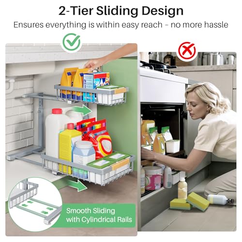 Under Sink Organizer (Grey / 2 Pack)