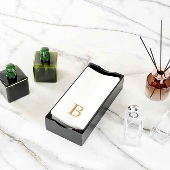 Luxenap 15.8 X 7.9 Inch Linen-Feel Guest Towels, 2000 Lettered Hand Towels - Gold Letter 'B', Sans Serif Font, White Paper Dinner Napkins, airlaid, For Restrooms And Tables - Restaurantware