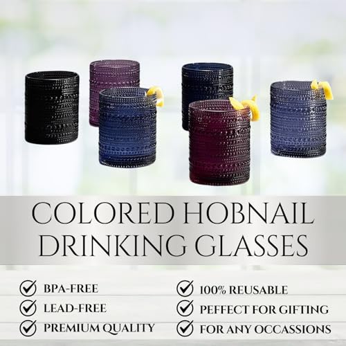 Hobnail Beaded Highball Drinking Tumbler Glasses