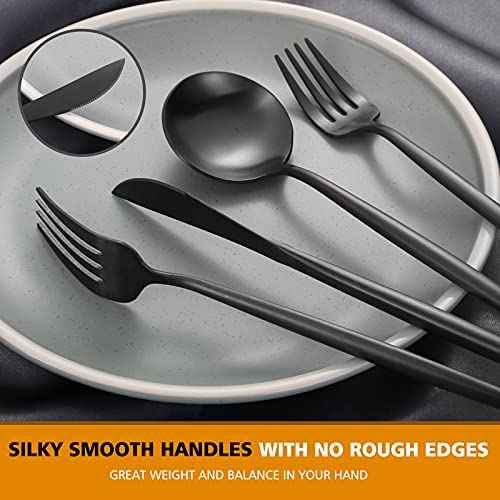 Matte Black Silverware Set for 8 (8 Count)