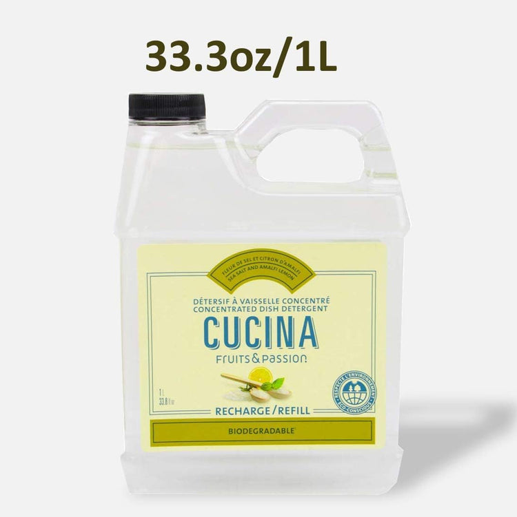 Fruits & Passion Cucina Dish Detergent Refill Sea Salt and Amalfi Lemon, 33.8 oz
