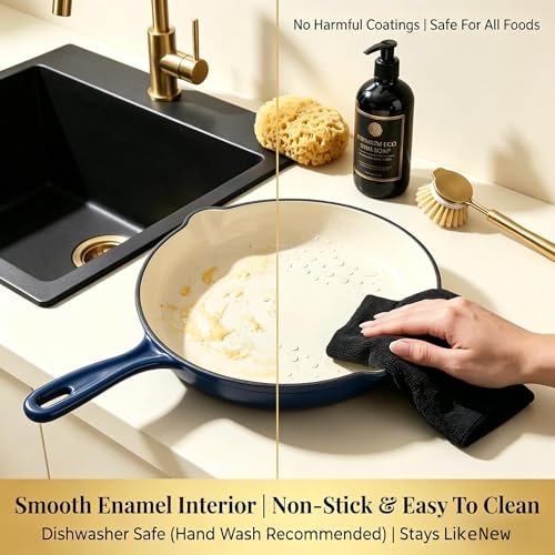 5 Piece Navy Blue Enameled Cast Iron Cookware Set