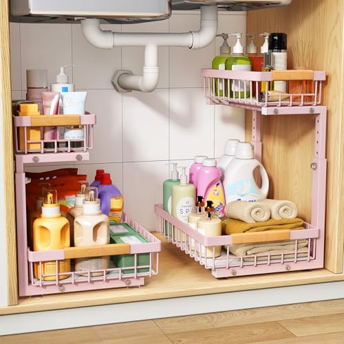 Under Sink Organizer (Large-2-Pack / Pink)