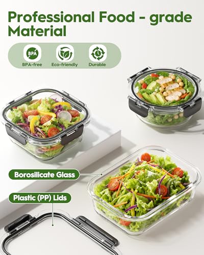 40 Piece Glass Food Storage Containers with Airtight Lids