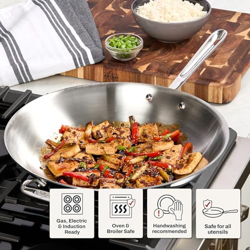 D3 Stainless Steel 14" Wok Pan with Lid