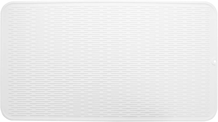 Silicone Dish Drying Mat for Multiple Usage,Easy clean,Eco-friendly,Heat-resistant Silicone Mat for Kitchen Counter or Sink,Refrigerator or Drawer Liner White 4XL 32 inches x 18 inches