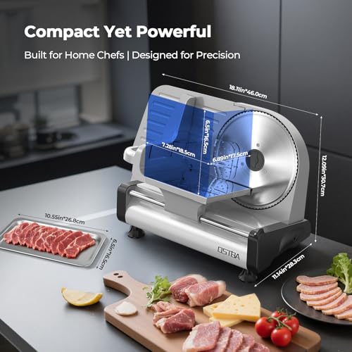 Meat Slicer Two 8.7” Stainless Steel Blades (L / Silver)