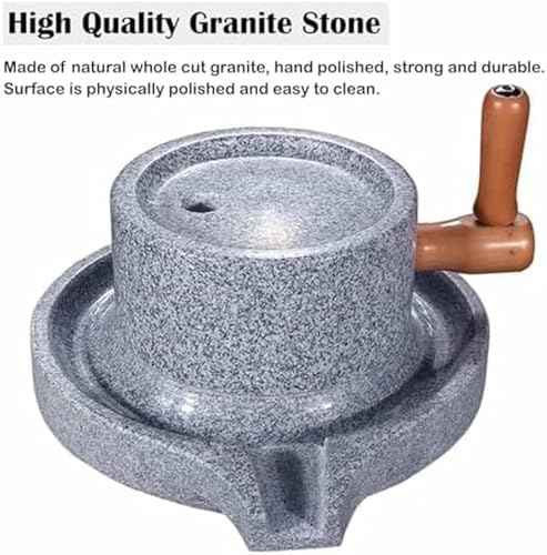 Natural Granite Grain Mill Grinder - Manual Flour, Rice, Seed & Coffee Bean Grinder, 25cm x 40cm - Durable, Efficient, Perfect for Home Use & Cooking