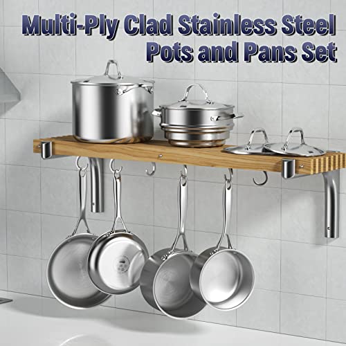 Multi Ply Clad Stainless Steel Pots and Pans Set (10 Count)