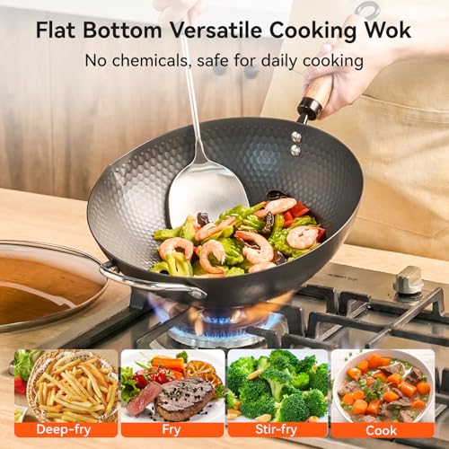 Flat Bottom Wok Pan (12.6 inch / 15.2inch)