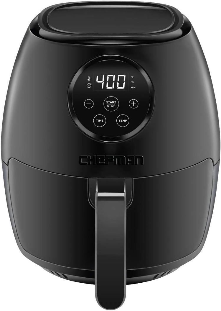 CHEFMAN Small Air Fryer Healthy Cooking, 3.6 Qt, User Friendly, Nonstick, Digital Touch Screen, Dishwasher Safe Basket, w/ 60 Minute Timer & Auto Shutoff, Matte Black, Cookbook Included