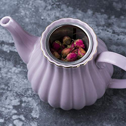 Fine China Purple Teapot and Creamer Sugar Bowl Set