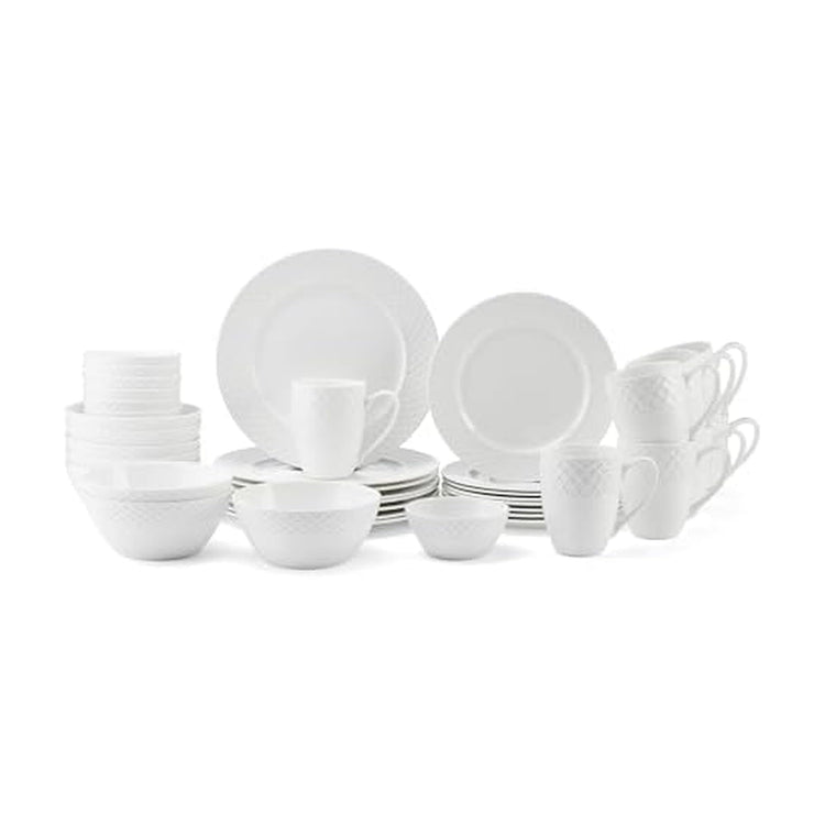 Trellis Bone China Lightweight Chip Resistant 40 Piece Dinnerware Set