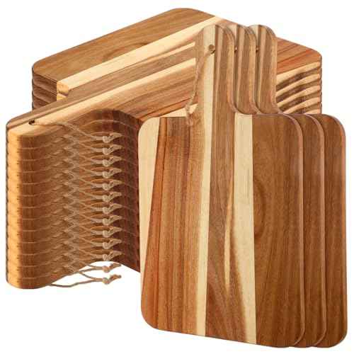 16 Pcs Acacia Wood Cutting Board with Handles Bulk (16 Count)