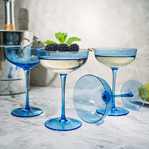 Ocean Blue Champagne Coupe Glasses Set of 4 (4 Count)