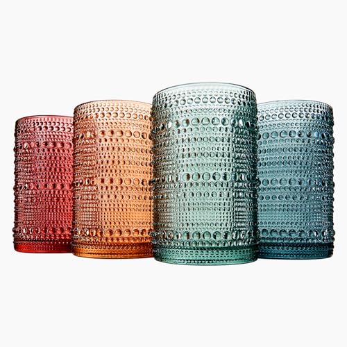 Hobnail Beaded Highball Drinking Tumbler Glasses