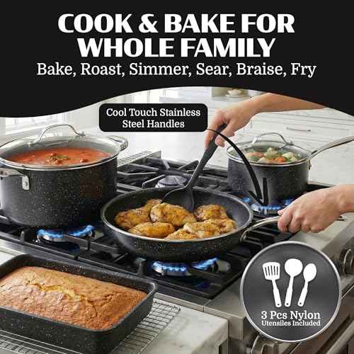 Ceraluxe 20Pc Pots and Pans Set Non Stick Ceramic Cookware Set (20 Count)