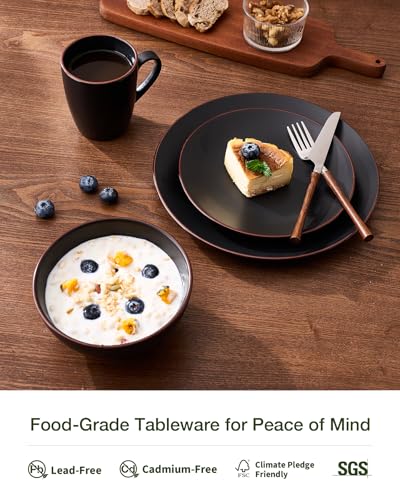 Venus Dinnerware Sets with Mugs (Black / Serves 4 (16pc w/ Mug))