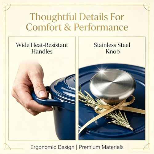 5 Piece Navy Blue Enameled Cast Iron Cookware Set