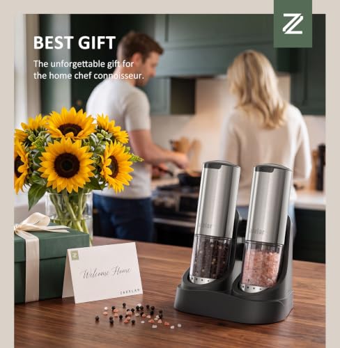 Electric Rechargeable Salt and Pepper Grinder Set (Stainless Steel)