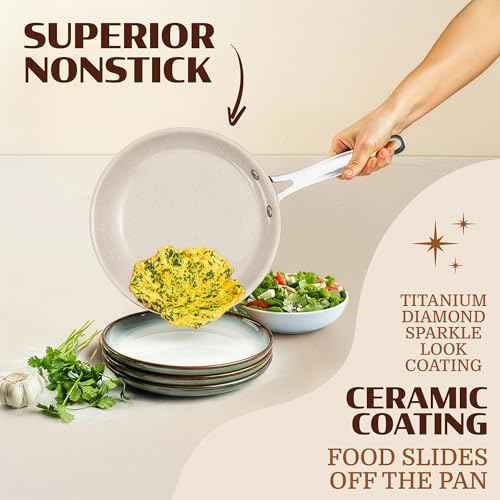 Ceraluxe 20Pc Pots and Pans Set Non Stick Ceramic Cookware Set