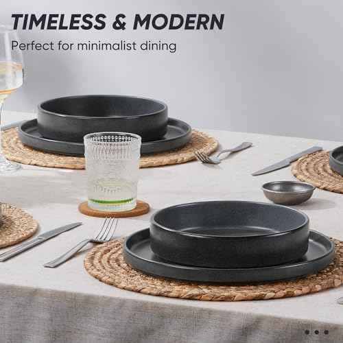 16 Piece Stoneware Dinnerware Sets with Pasta Bowls (16 Count)