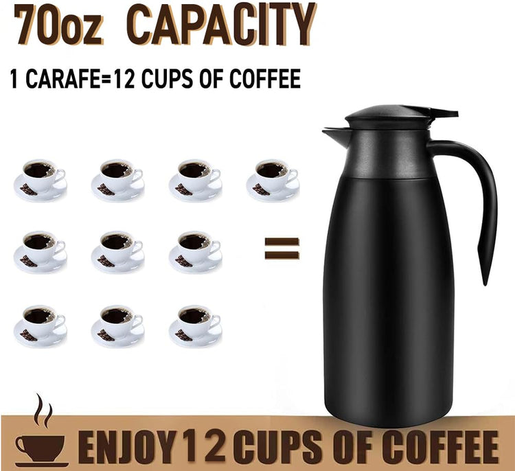 70oz Coffee Carafe Airpot Insulated Coffee Urn Stainless Steel Vacuum Thermal Pot Flask Dispenser for Coffee