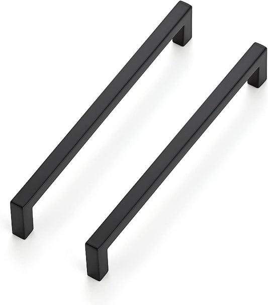 Ravinte 15 Pack Solid 6-1/4 Inch Center to Center Slim Square Bar Drawer Handles - Cabinet Hardware Pulls in Matte Black for Kitchen and Drawers