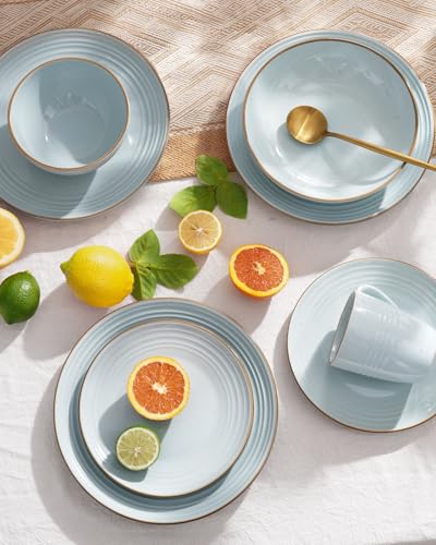 Jupiter Plates and Bowls Sets with Rim (12 Count)