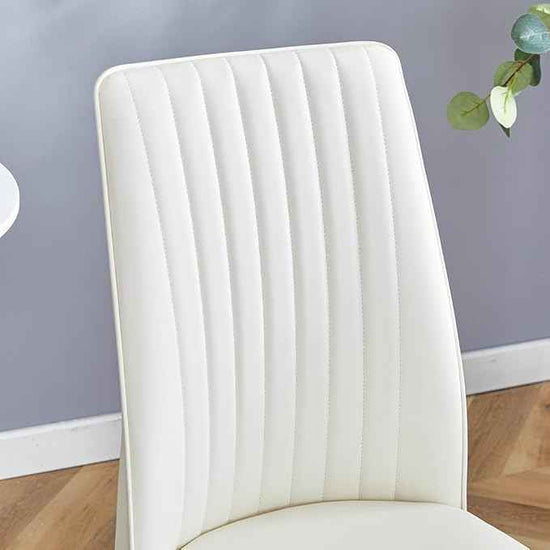 Modern Dining Chairs Set - 8 White PU Leather Armless Chairs with Metal Legs for Dinner Room, Office, Waiting Room