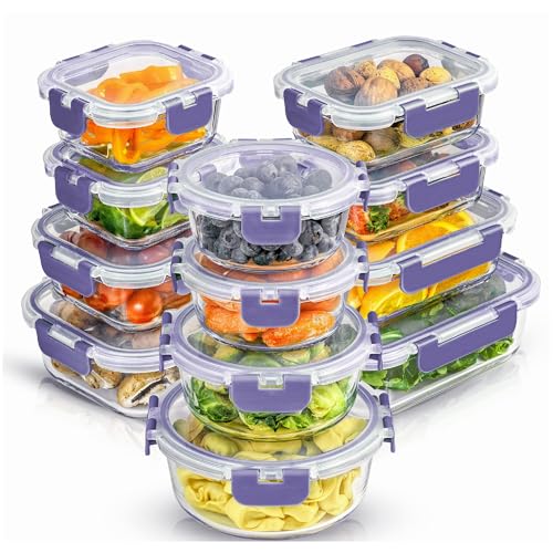 24pc Borosilicate Glass Storage Containers with Lids (Color Very Peri)