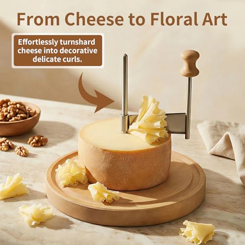 ZZXLLLO Girolle Cheese Curler Shaver Wheel with Lid for Tête de Moine (Wood)