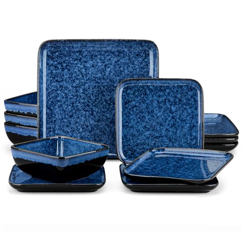 Stern Square Stoneware Dinnerware Set for 4 (Blue / Service for 4 (12 Pcs))
