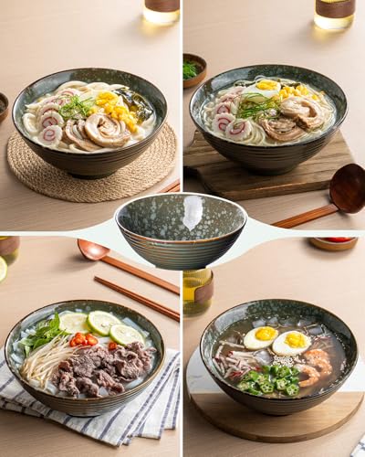 8 Inch 40oz Large Japanese Ramen Bowl Set of 2 (Green)