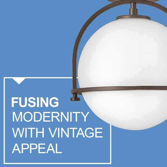 Hinkley Somerset 3405KZ Large Hanging Pendant Light, Etched Opal Glass Globe, for Even or Sloped Ceilings, Customize Installation Height, Buckeye Bronze