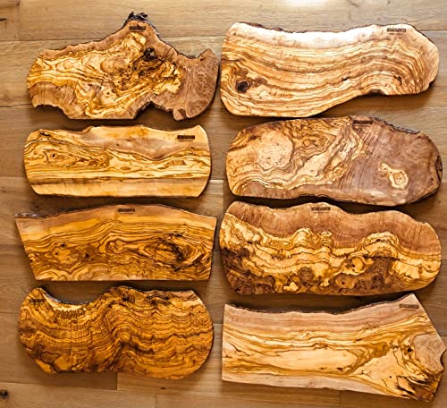 22" ORCHARD HARDWOODS Rustic Handmade Bark Edge Olive Wood Charcuterie Board