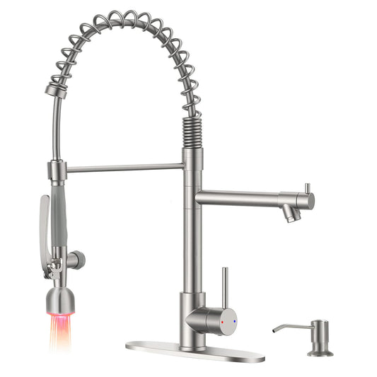 Commercial Kitchen Faucets with Pull Down Sprayer Brushed Nickel