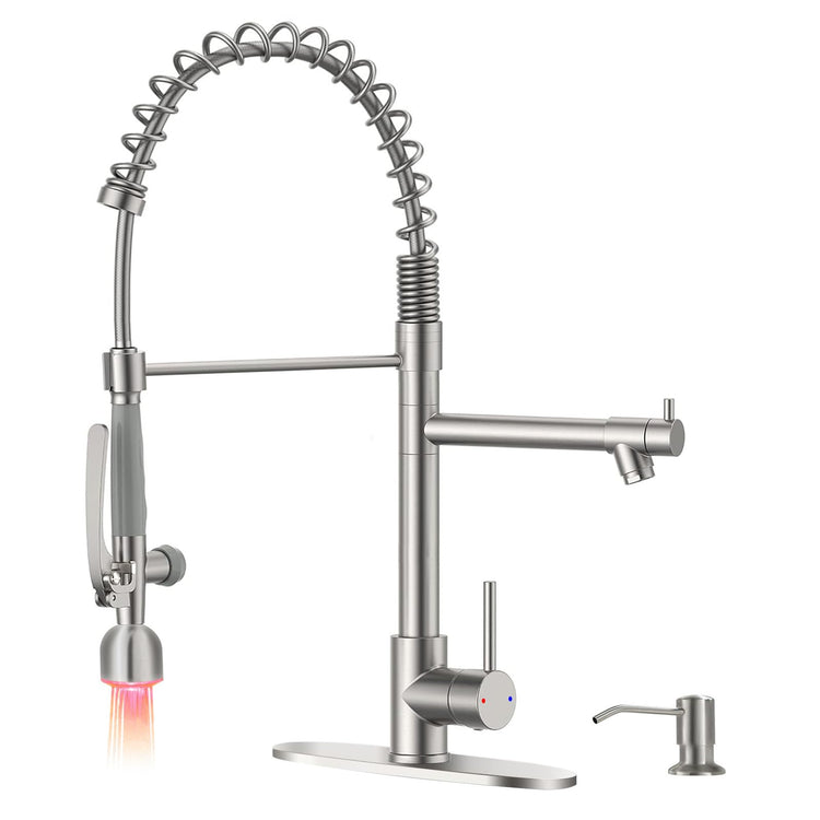 Commercial Kitchen Faucets with Pull Down Sprayer Brushed Nickel
