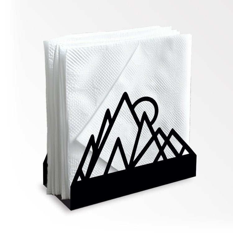 Geometric Mountains Decor Black Metal Napkin Holder for Table