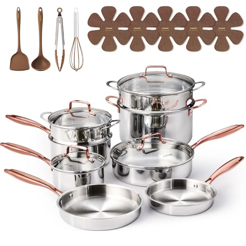 21pcs Tri Ply Stainless Steel Cookware Set