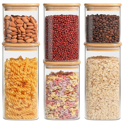 Glass Pantry Storage Containers (0.7 qt x 2 + 1.2 qt x 2 + 1.6 qt x 2)