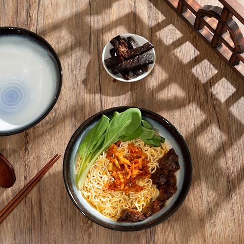 8 Inch Ceramic Ramen Bowl Set of 2 (Midnight)