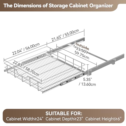Pull Out Cabinet Organizer 24" W X 22" D (1 Tier - Chrome-Plated / 24" W X 22" D)