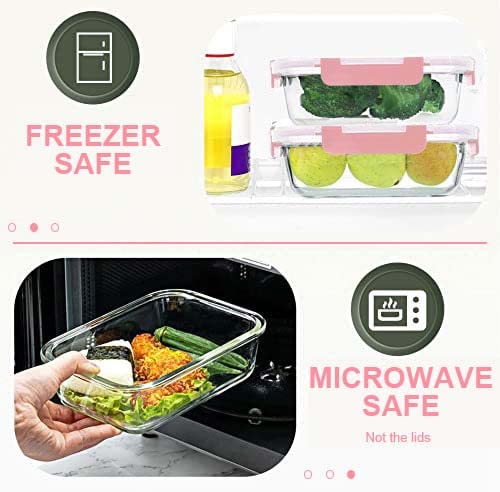 30 Pieces Glass Food Storage Containers Set (Pink / 15 Pack)