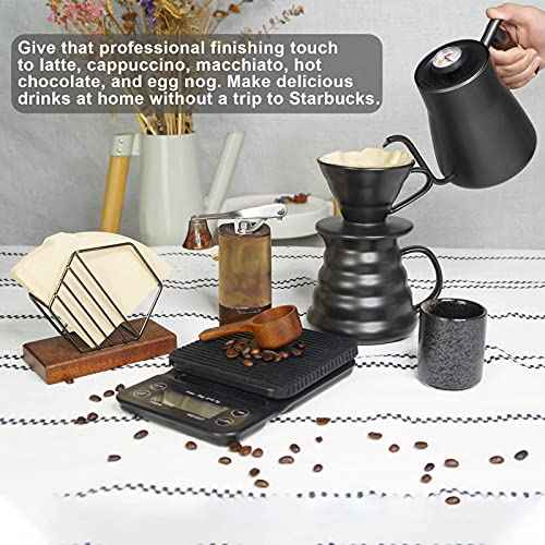 Pour Over Coffee Maker Set Coffee Kettle Scale Ceramic Server Ceramic Dripping Cup Bean Grinder Filter Paper Ceramic Cup ALL in 1 Portable Metal Box for Traveling (5 Count)