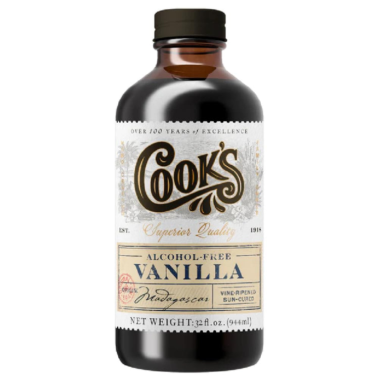 Cook's, Alcohol Free Pure Vanilla Flavoring, for Cooking, Baking, Desserts, Madagascar Vanilla Non-Alcoholic Extract Alternative, 32oz - Nestoria