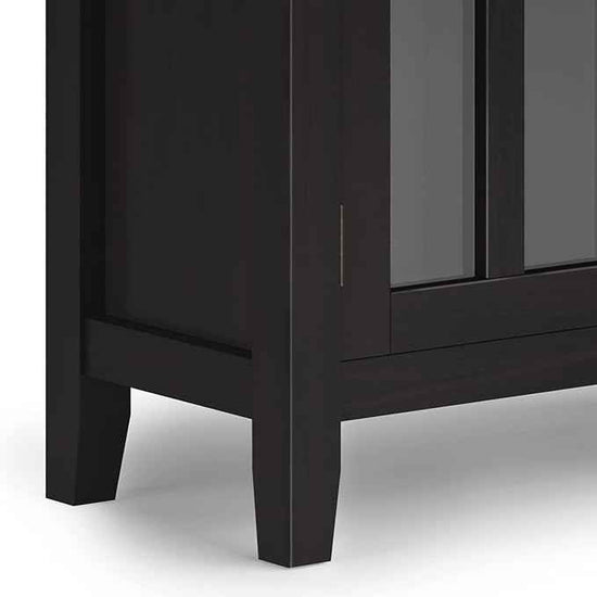 SIMPLIHOME Artisan SOLID WOOD 30 Inch Wide Contemporary Low Storage Cabinet in Hickory Brown, For the Living Room, Entryway and Family Room